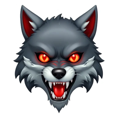 Demonic wolf with glowing red eyes and sharp fangs sticker
