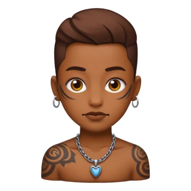 brown skin yvl emoji with cybersigilism tattoo sticker