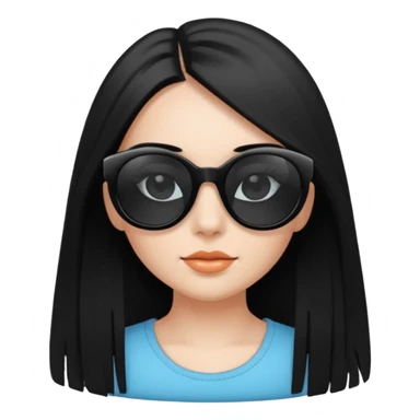 Génère moi un emoji d’une fille avec des lunettes noire et des cheveux lisse attaché avec des cils mi-long  sticker