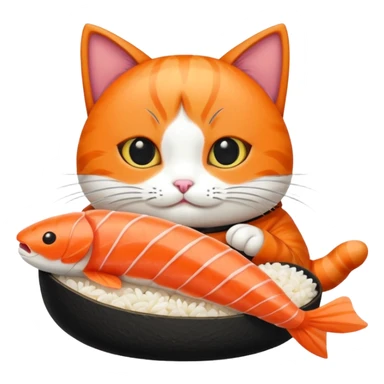 cat wearing a piece of nigiri sushi costume sticker