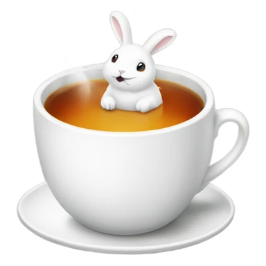 Cup of hot tea with white rabbits  sticker