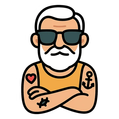 cool old man with tattooes sticker