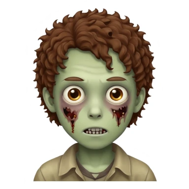 boy zombie teen with brown curly hair sticker
