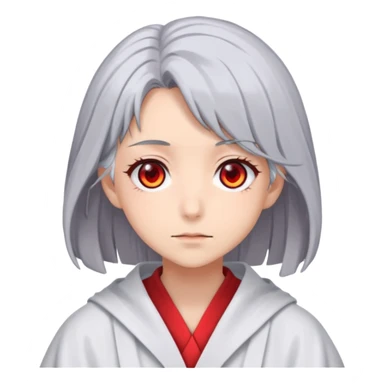 Anime girl with gray hair, red eyes and psychiatric robe sticker