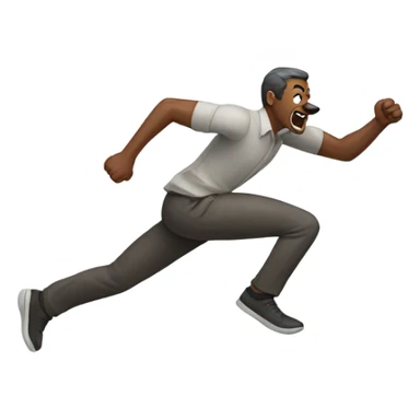 a man chasing a wolf sticker