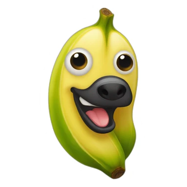 Platano canario animado con ojos boca y manos haciendo el signo de la victoria sticker