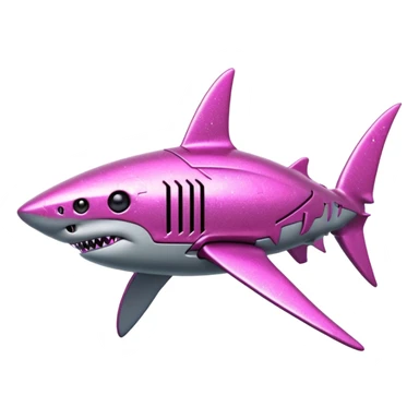 glitter mech shark pink cyberpunk sticker