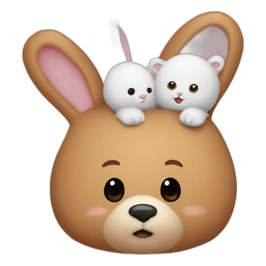 bear hiding behind a bunny sticker