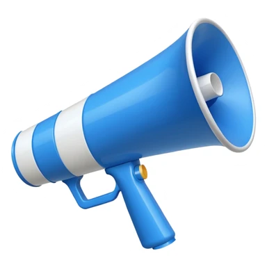 3d cartoonish blue and white megaphone  sticker