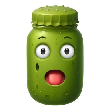 Pickle with a face making a ￼ confused sticker