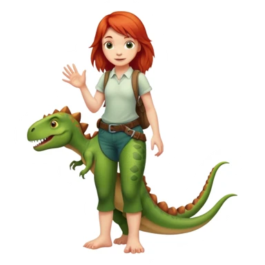 Red-haired girl with a dinosaur tail and animal paws instead of hands and feet sticker