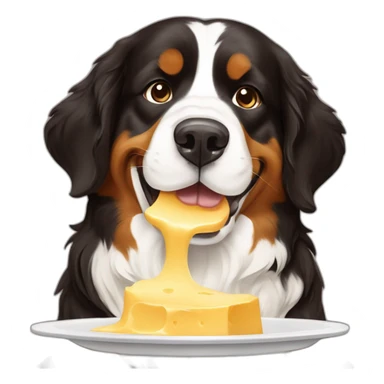 bernese mountain dog eating swiss fondue cheese sticker