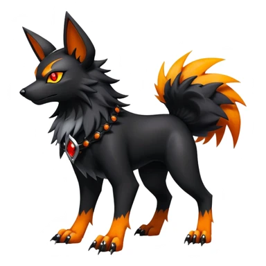 Shiny Gothic Punk’ish Exotic Futuristic Houndoom-Arcanine-Zorua-Torracat-Pokémon-Fakémon-hybrid-creature sticker