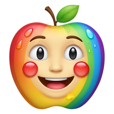 Laughing rainbow tears emoji, apple style, with a joyful laugh and tears in rainbow colors sticker