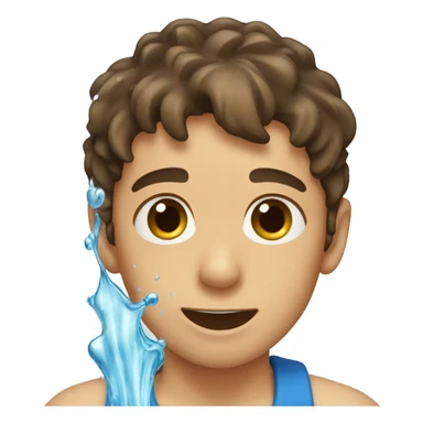 Water splashed on face boy with brown hair sticker