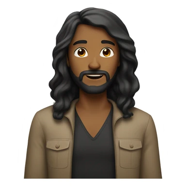 Brown woman with long black and a white man with black hair and beard sticker