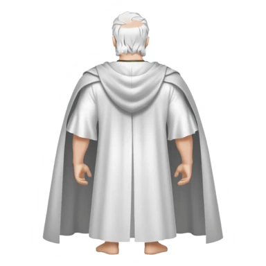 fullbody silverhair god ZEUS, white cape, standing still backview sticker
