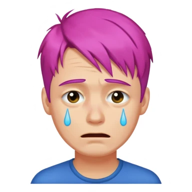 man crying with colored hair sticker