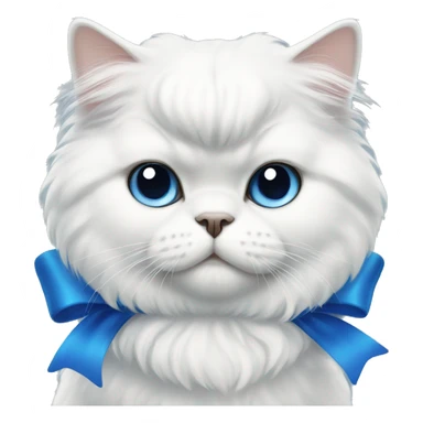 White Persian cat with blue bow sticker