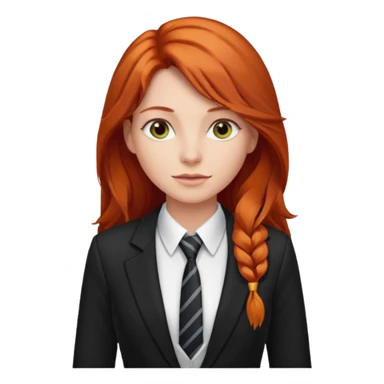 long red haired woman with tie, t-shirt and blazer sticker