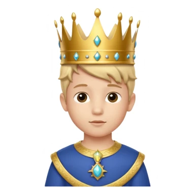 Royal Kid boy with fancy crown head 3d with real face sticker