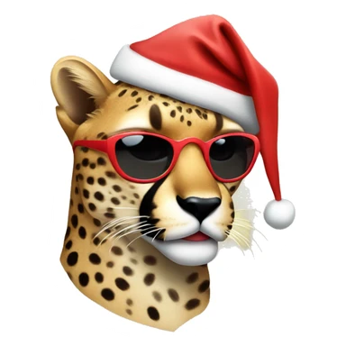 Cheetah with a Santa hat and sunglasses sticker