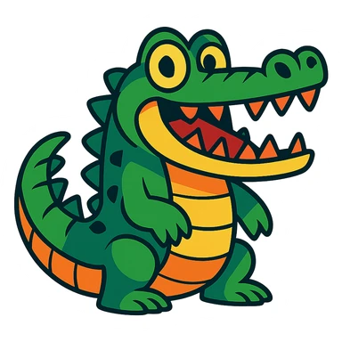 vibrant toon-style crocodile with bold colors and exaggerated features sticker