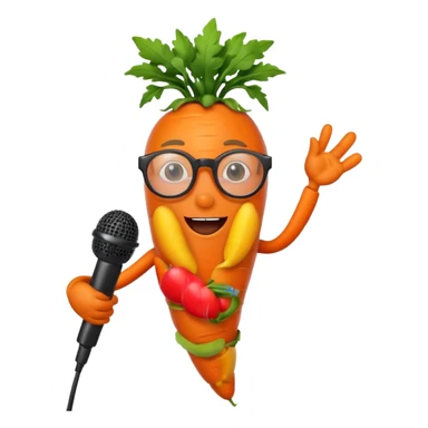 singing carrot wearing glasses with microphone sticker