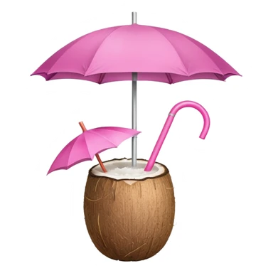 coconut drink with pink umbrella and a pink straw sticker