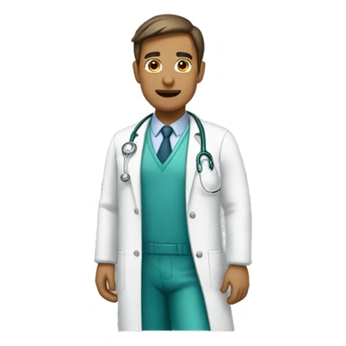 male doctor, no notable race, using 2 colors: #ff9800 and #32b5a5 sticker
