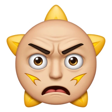 same style as apple emoji generic smilies. this one will be an angry face with 5 stars in his eyes but only half a star left. leaving an irate review sticker