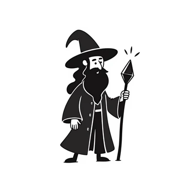 unique wizard hand drawn doodle sticker
