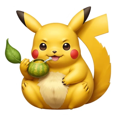 Cute happy Pikachu sipping from gourd Yerba mate from Argentina in hanD sticker
