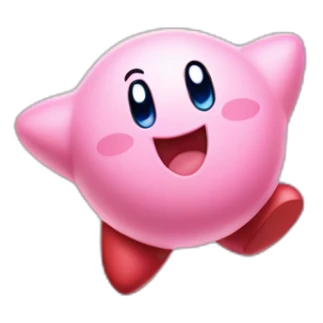 cute happy classic Kirby jumping on a star sticker