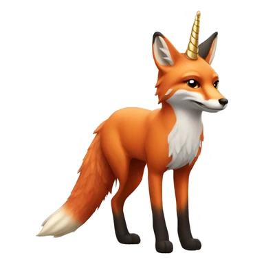 Red fox with unicorn horn and wing sticker