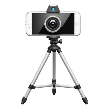 3D Apple-style emoji of a white tripod holding an iPhone 16 Pro,
rear view, visible camera lenses,
clean white background, smooth rounded design sticker