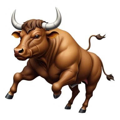 Cinematic Realistic depiction of a powerful Spanish charging bull, rendered with dynamic muscle definition and detailed, textured hide, set against a dramatic backdrop with intense, action-packed lighting sticker