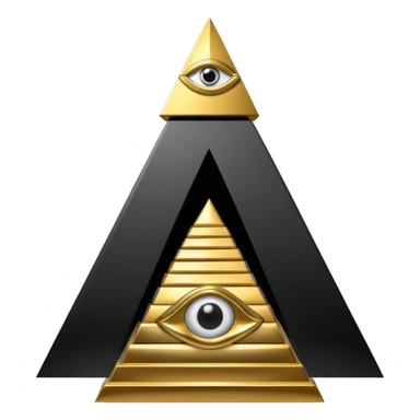 wide big iron black Illuminati throne with ornate gold, pyramid and all-seeing eye at the top sticker