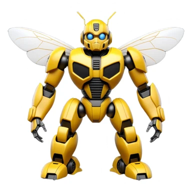 Clean 3D printable robotic bumblebee character, Bumblebee Transformers inspired design sticker