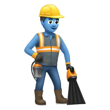 Construction man with a handheld vacuum sticker