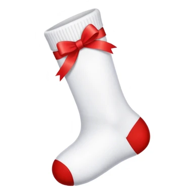 A white sock with a red ribbon sticker
