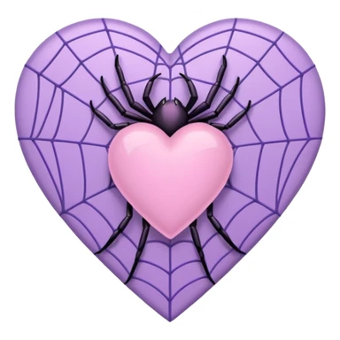 pastel goth heart with pastel purple spiderweb sticker