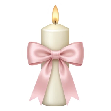 make a white candle with a light pink ribbon bow sticker