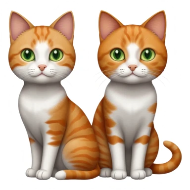 full body of 3 tiny short hair cats including a dark grey and white cat with green eyes, a ginger and white with orange eyes and a brown tabby and white with hazel eyes sticker