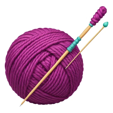 a ball of wool with a knitting needle sticker