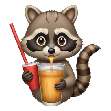 raccoon drinking through a straw sticker