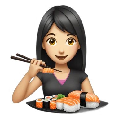 girl eat sushi sticker
