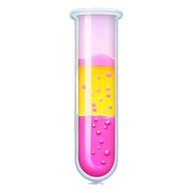 Test tube filled by yellow with light pink at the top liquid sticker