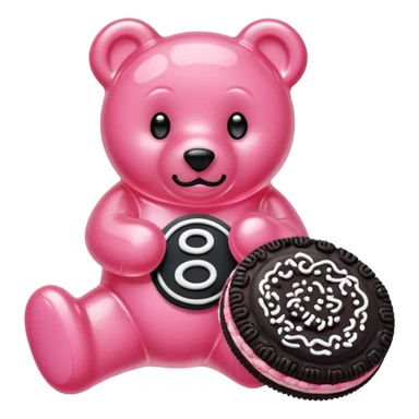 transparent pink gummy bear pink Oreo cookie kawaii sticker