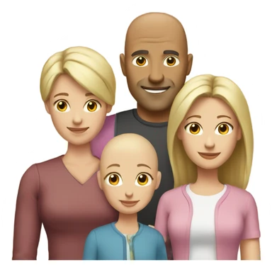 family bald father  blond daughter  brown hair mother sticker
